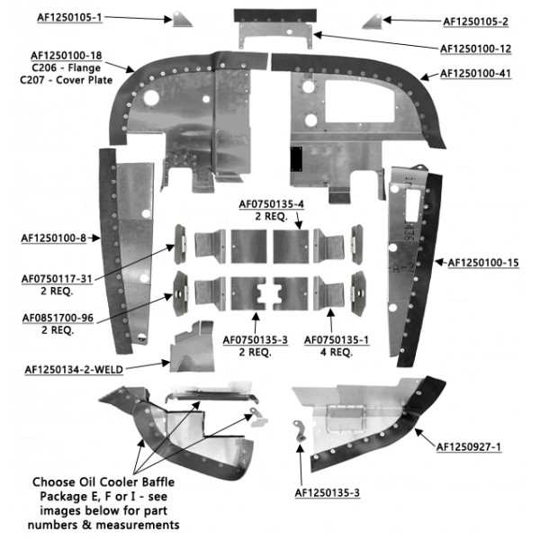 Cessna C206 (1964-71.5) / 207 (1969-75) Complete Engine Baffle Set - Oil Cooler Package E, F or I